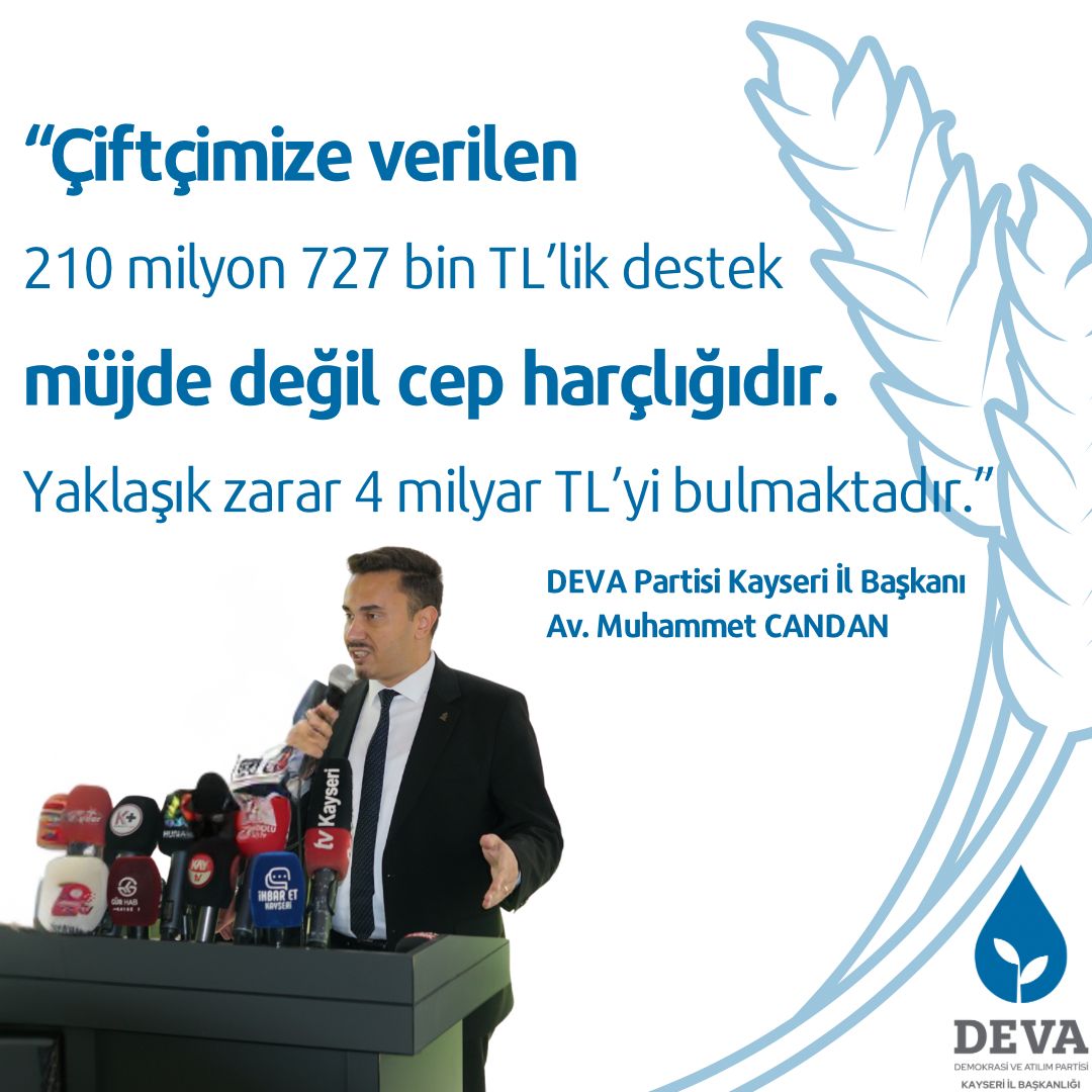 DEVA Partisi'nden Zirai Don Desteğine Eleştiri: "Bu Müjde Değil, Cep Harçlığı"